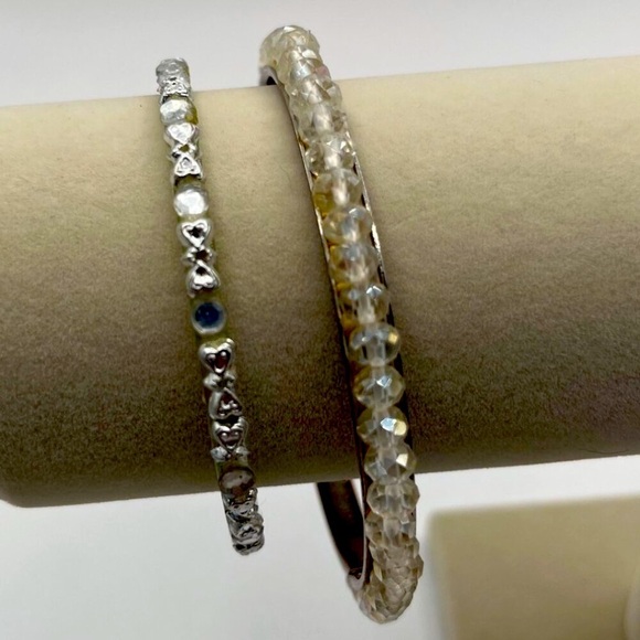 Vintage Shell Necklace & Crystal Bangle Set - Boho Chic Jewelry for Women N52 - Picture 6 of 7